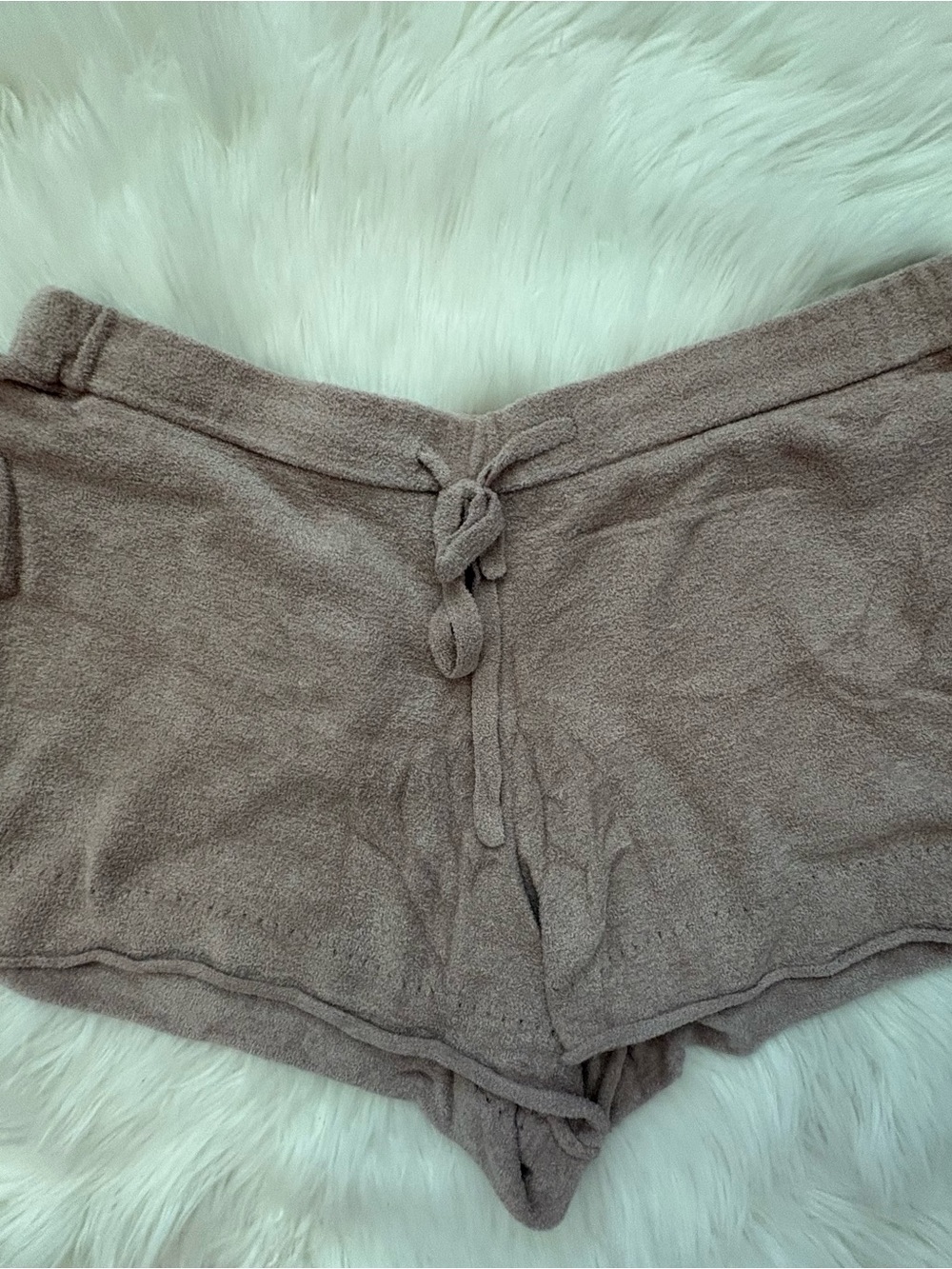Barefoot Dreams Taupe High-Waist Terry Lounge Shorts